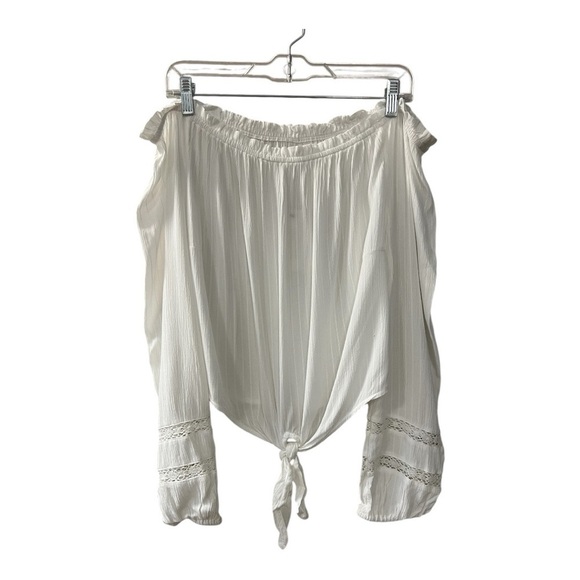 T. Rose White Off The Shoulder Crop Blouse NWT Size L - Picture 3 of 11